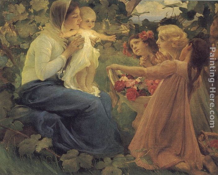 Presenting Flowers to the Infant painting - Franz Dvorak Presenting Flowers to the Infant art painting